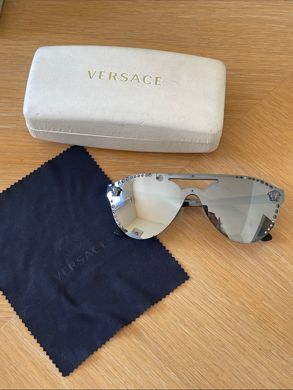 VERSACE AVIATOR MIRRORED SUNGLASSES